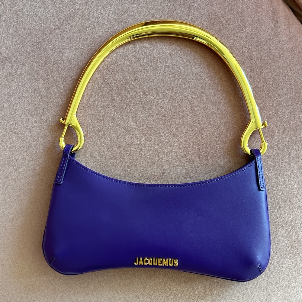 Jacquemus purse le bisou mousqueton purple and gold